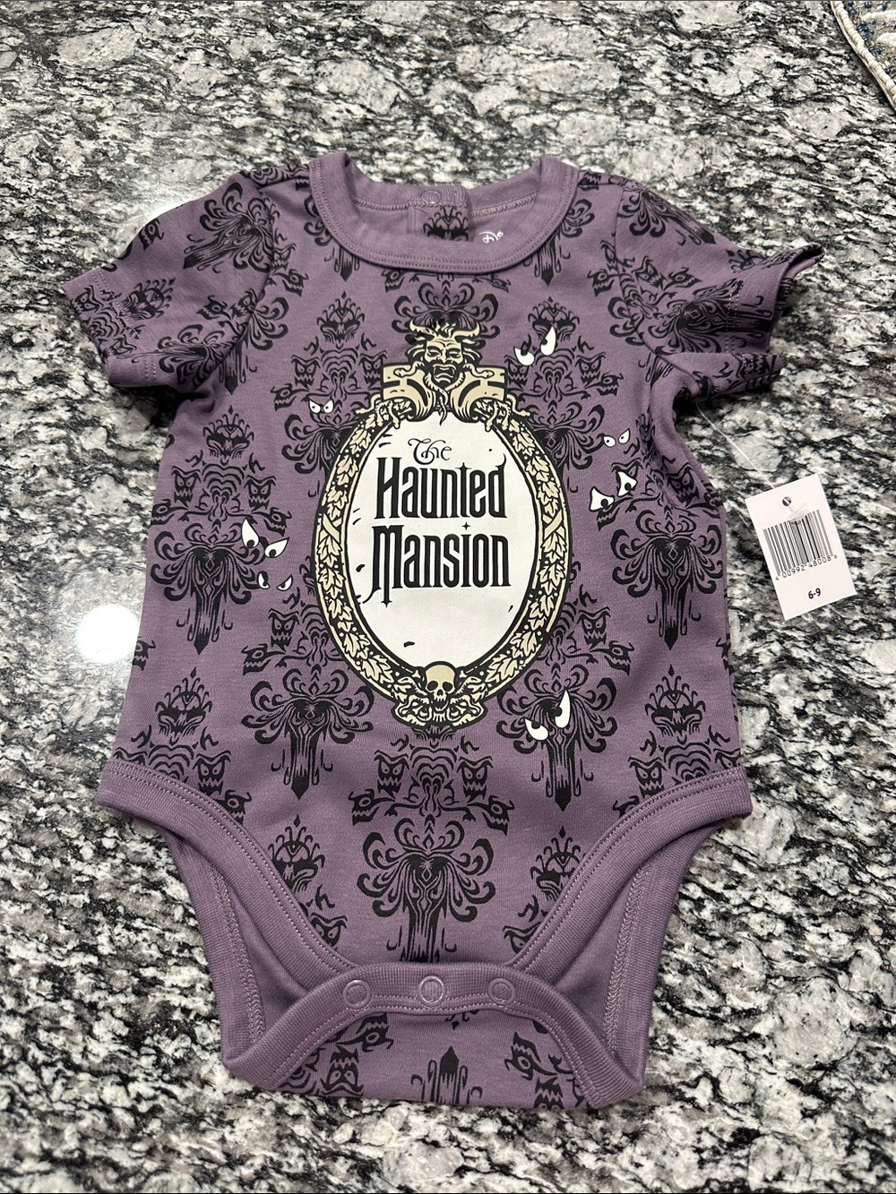 Disney Haunted Mansion Purple Graphic Baby Bodysuit